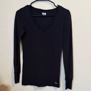 Victoria's Secret Black V-Neck Long Sleeve Tee